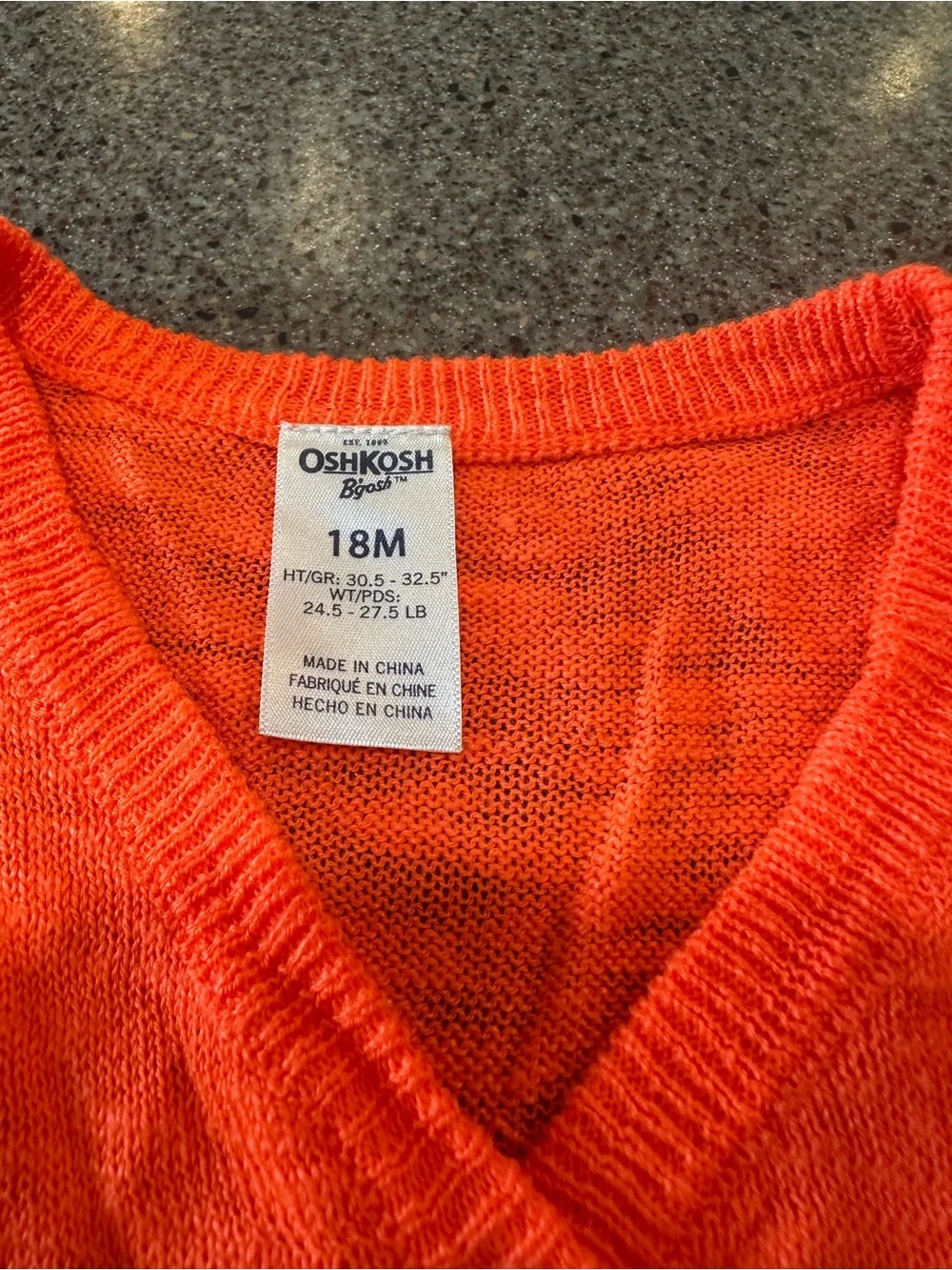 OshKosh B'gosh Bright Orange Knit Button Cardigan
